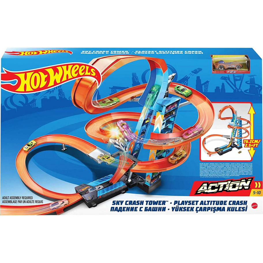 Трек Хот Вілс Хмарочос Падіння з Башти Hot Wheels Sky Crash Tower Mattel GWT39