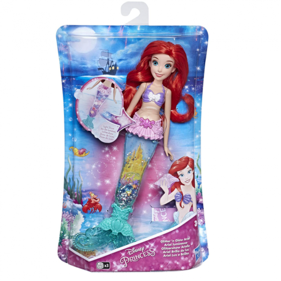 Кукла Русалочка Ариэль 28 см с светящимся хвостом Ariel Hasbro E6387