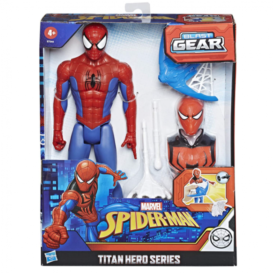 Фигурка Человек-паук 30 см с бластером стреляет паутиной Spider-Man Blast Gear Hasbro E7344