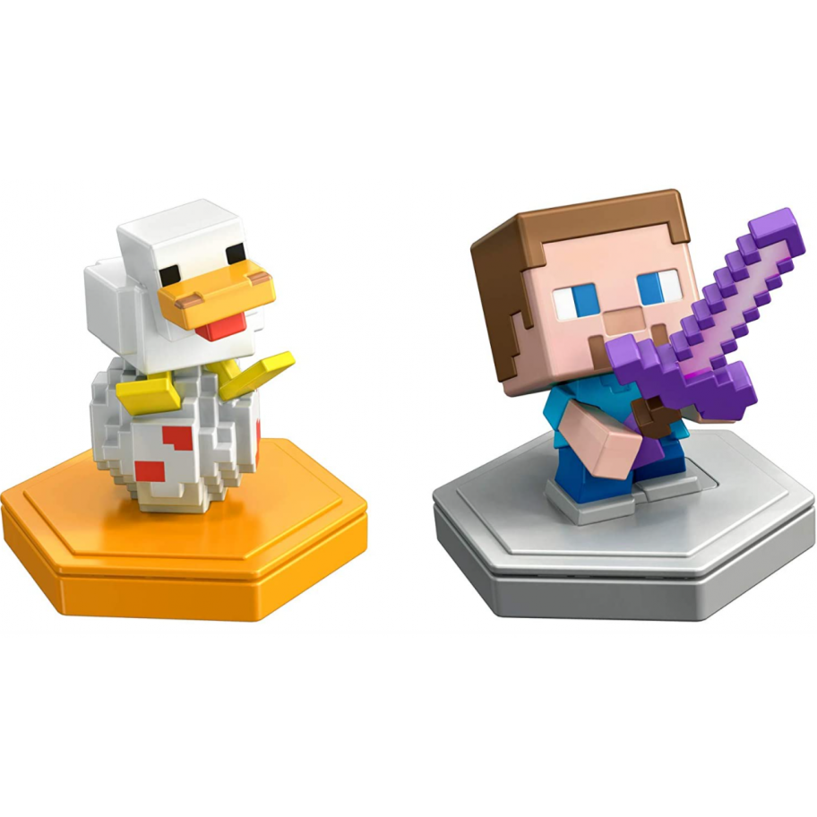 Фигурки Майнкрафт Стив и Курица с кодом для игры Minecraft Mini Figure Mattel GKT42