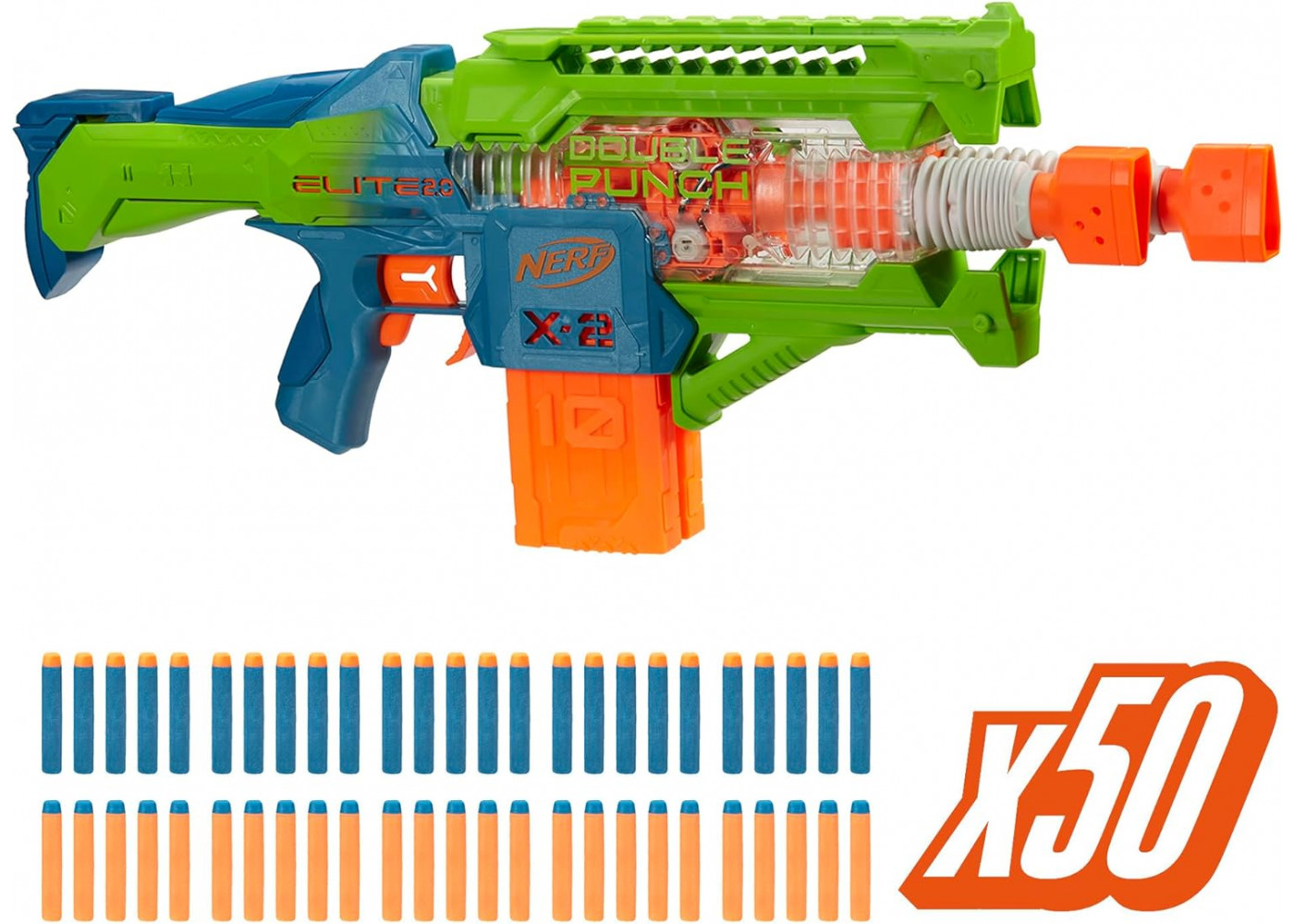 Моторизований Бластер Нерф Еліт 2.0 Подвійний Удар та 50 Пуль NERF Elite 2.0 Double Punch Hasbro F6363