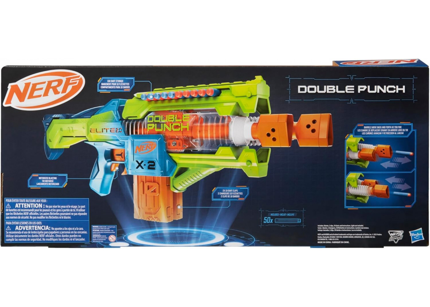 Моторизований Бластер Нерф Еліт 2.0 Подвійний Удар та 50 Пуль NERF Elite 2.0 Double Punch Hasbro F6363