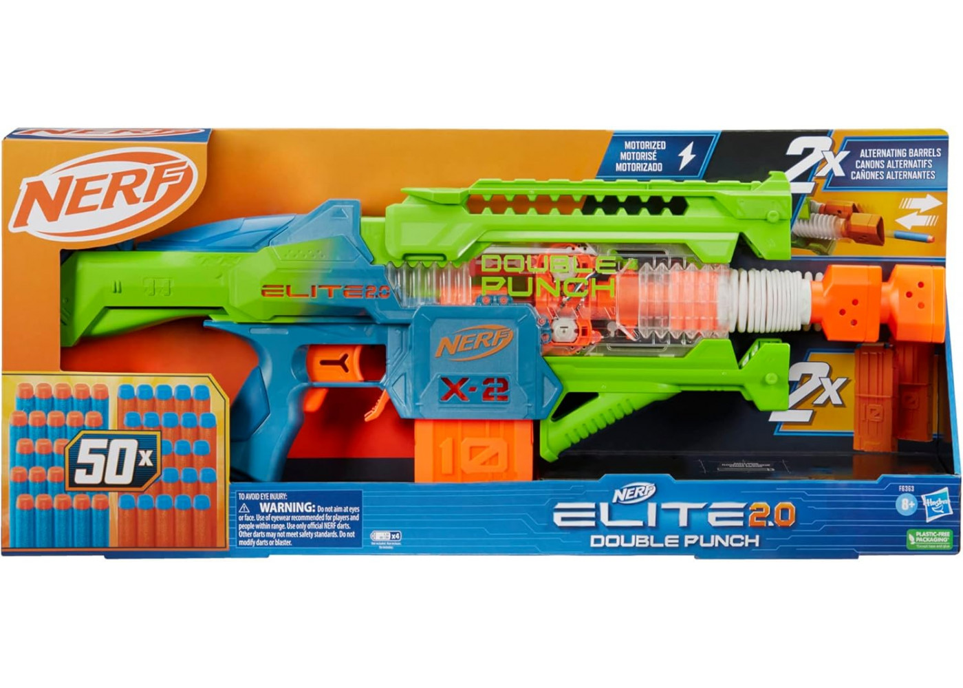 Моторизований Бластер Нерф Еліт 2.0 Подвійний Удар та 50 Пуль NERF Elite 2.0 Double Punch Hasbro F6363