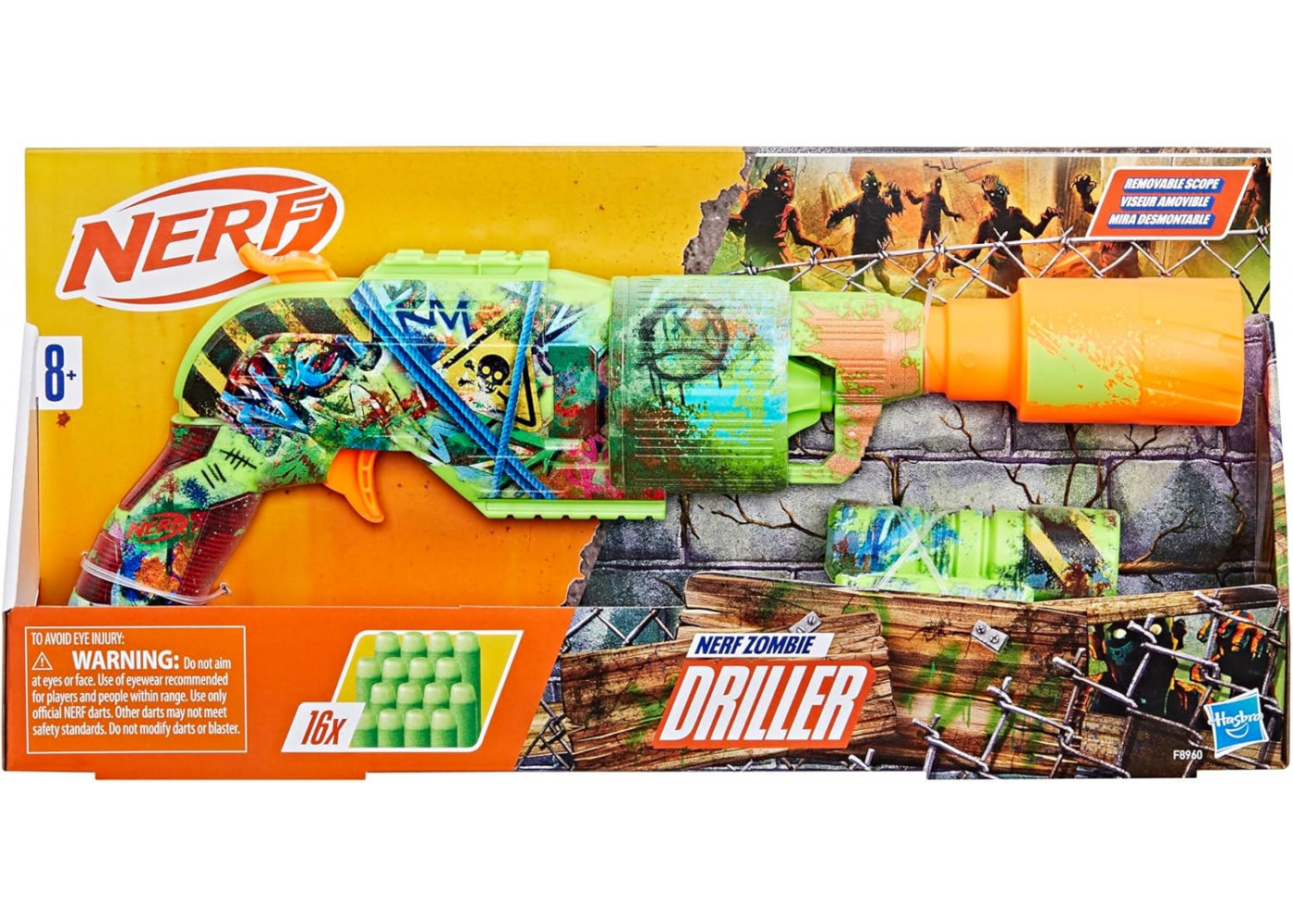 Бластер Нерф Зомбі Бурильник і 16 Пуль NERF Zombie Driller Hasbro F8960