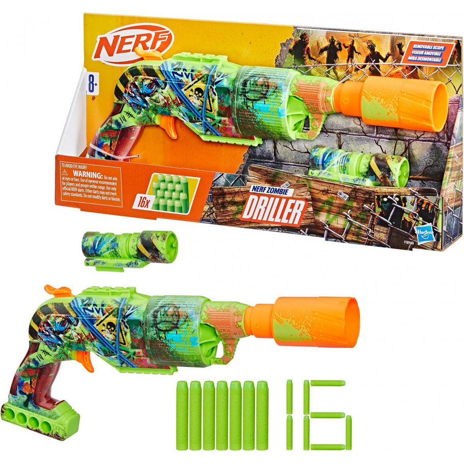 Бластер Нерф Зомбі Бурильник і 16 Пуль NERF Zombie Driller Hasbro F8960