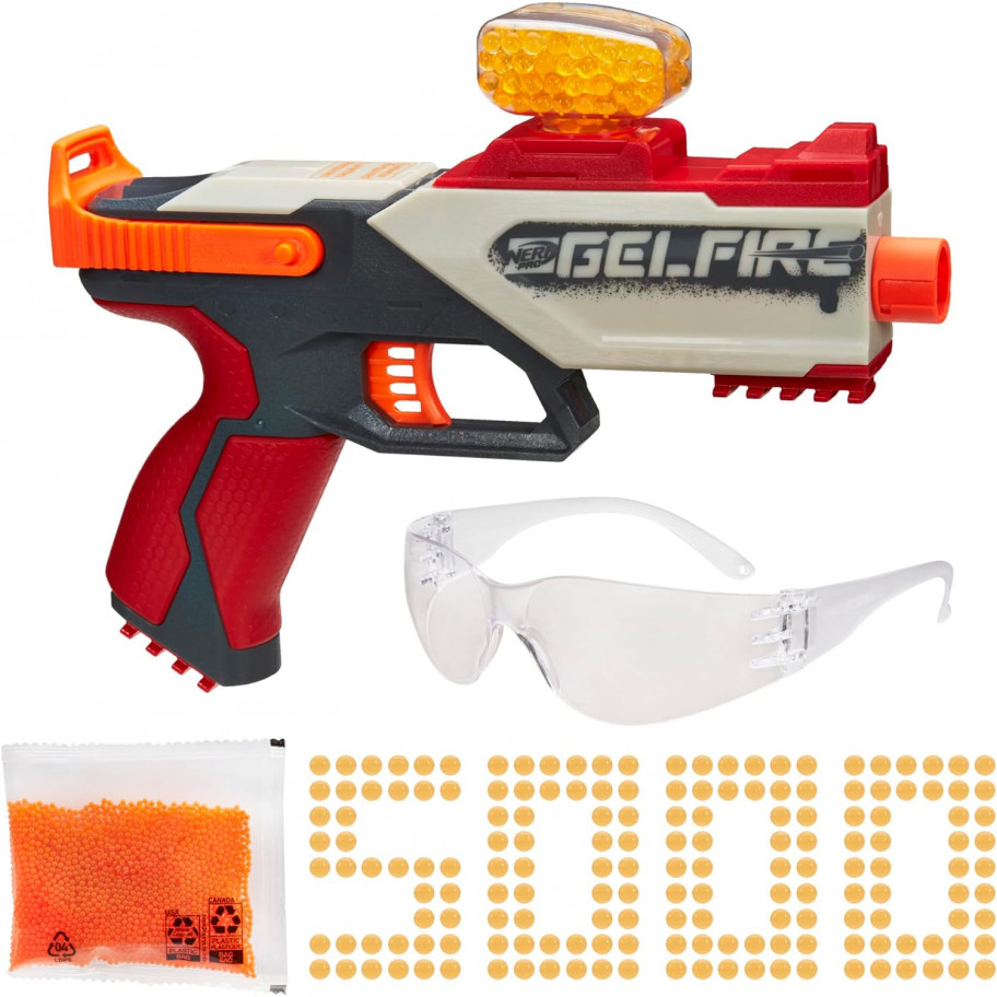 Бластер Нерф з кулями та окулярами NERF Gelfire Legion Spring Action Blaster Hasbro F7979