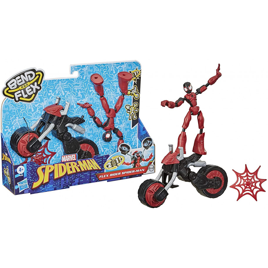 Фигурка Человек Паук с Мотоциклом Гнущаяся Bend and Flex Rider Spider-Man Hasbro F0236