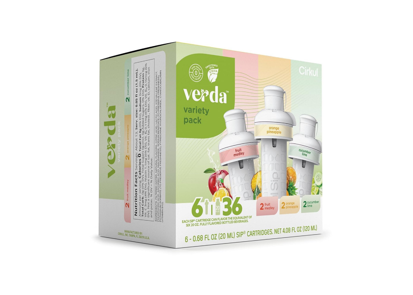 Картридж Cirkul 6 шт (апельсин-ананас, фруктове асорті, огірок-лайм) Verda Flavor Cartridge Variety Pack Cirkul 41092