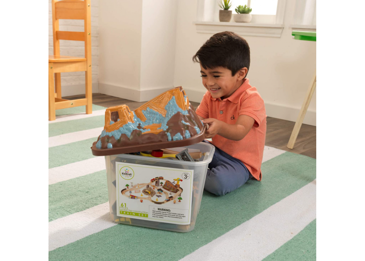 Деревянная Железная Дорога 61 дет Строительные Поезда KidKraft 17805