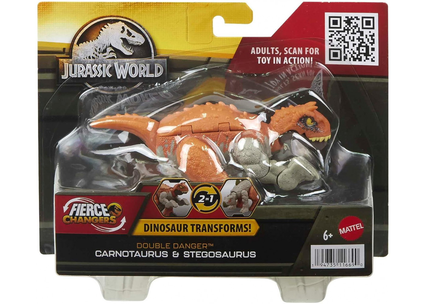 Динозавр Трансформер Карнотавр и Стегозавр Jurassic World Carnotaurus to Stegosaurus Mattel HLP07