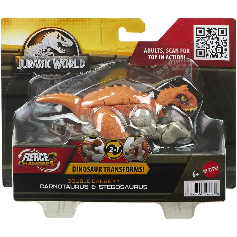 Динозавр Трансформер Карнотавр и Стегозавр Jurassic World Carnotaurus to Stegosaurus Mattel HLP07