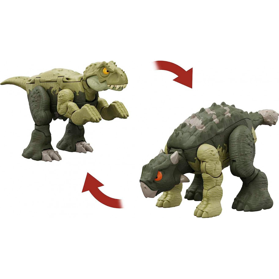 Динозавр Трансформер Тиранозавр Рекс та Анкілозавр Jurassic World T-Rex to Ankylosaurus Mattel HLP08