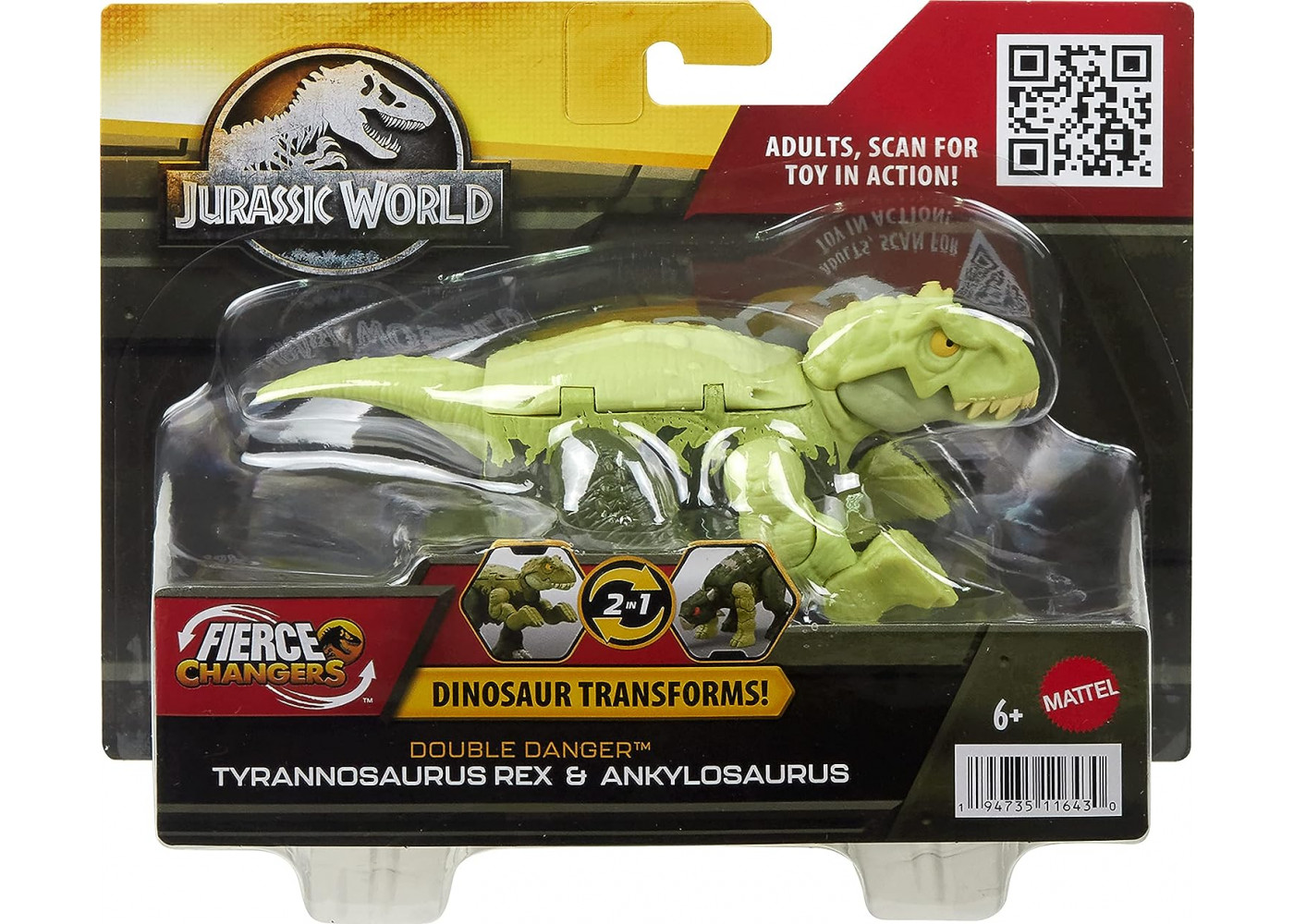 Динозавр Трансформер Тираннозавр Рекс и Анкилозавр Jurassic World T-Rex to Ankylosaurus Mattel HLP08