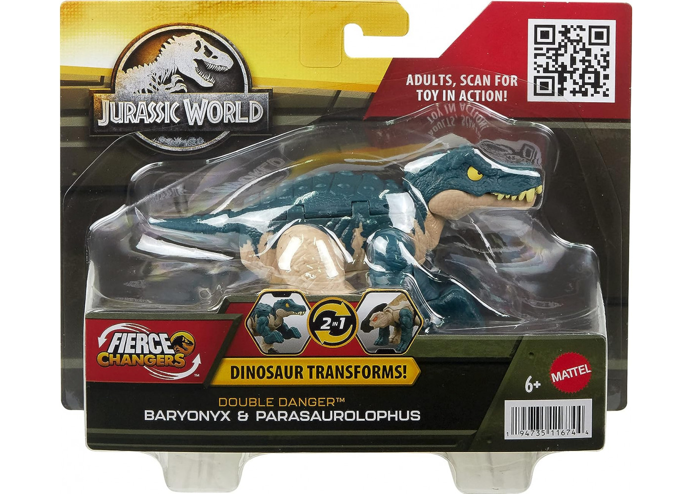 Динозавр Трансформер Барионикс и Паразауролоф Jurassic World Baryonyx to Parasoralophous Mattel HLP09