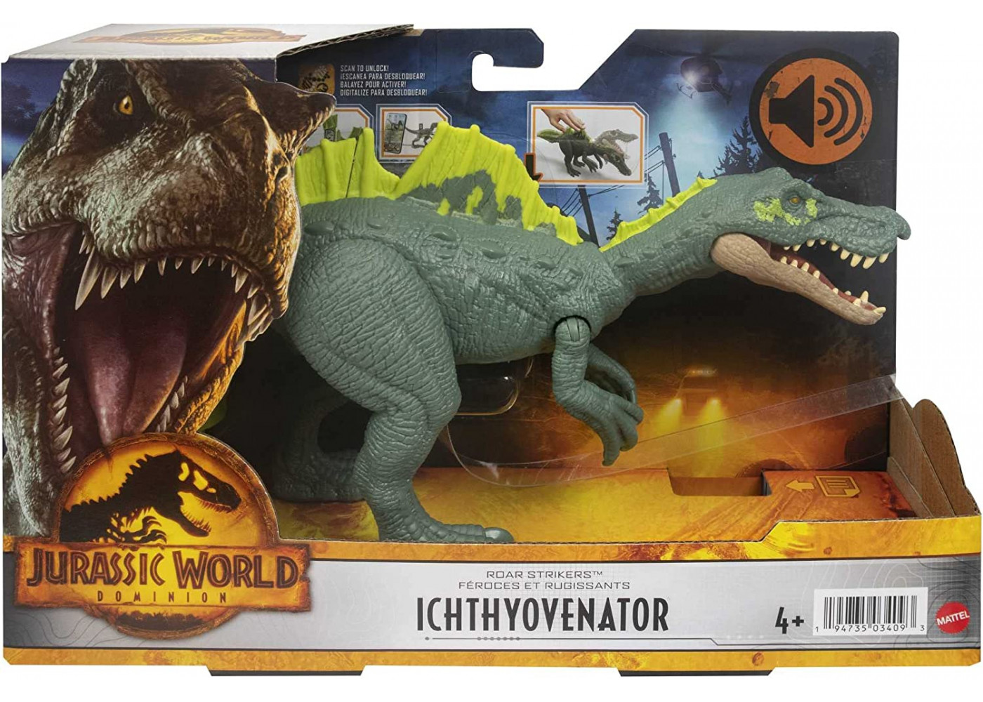 Фигурка Динозавр Ихтиовенатор со Звуком Jurassic World Roar Strikers Ichthyovenator Mattel HDX44