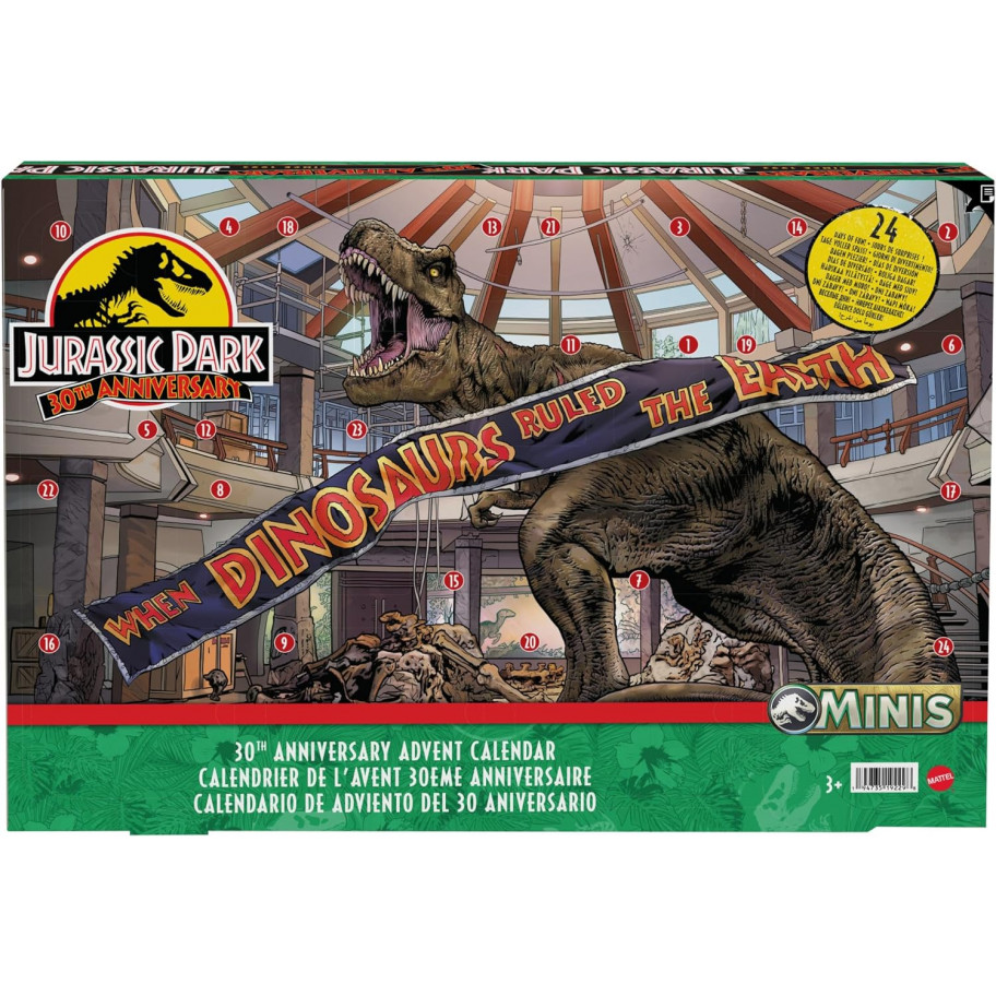 Адвент Календар Міні Фігурки Динозаврів 24 дні Jurassic World Advent Calendar Mattel HTK45