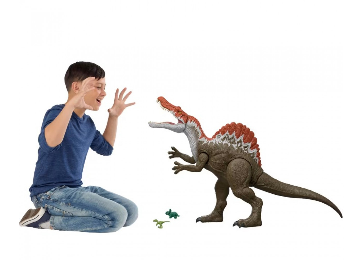 Динозавр Спинозаурус 91 см и 2 Мини Динозавра для Глотания Jurassic World Spinosaurus Mattel JKD77