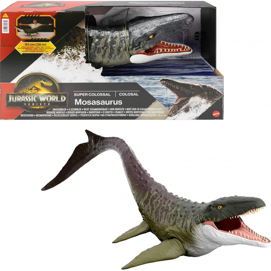 Огромный Динозавр Мозазавр Возрождение 100 см Jurassic World Rebirth Super Colossal Mosasaurus Mattel JGB51