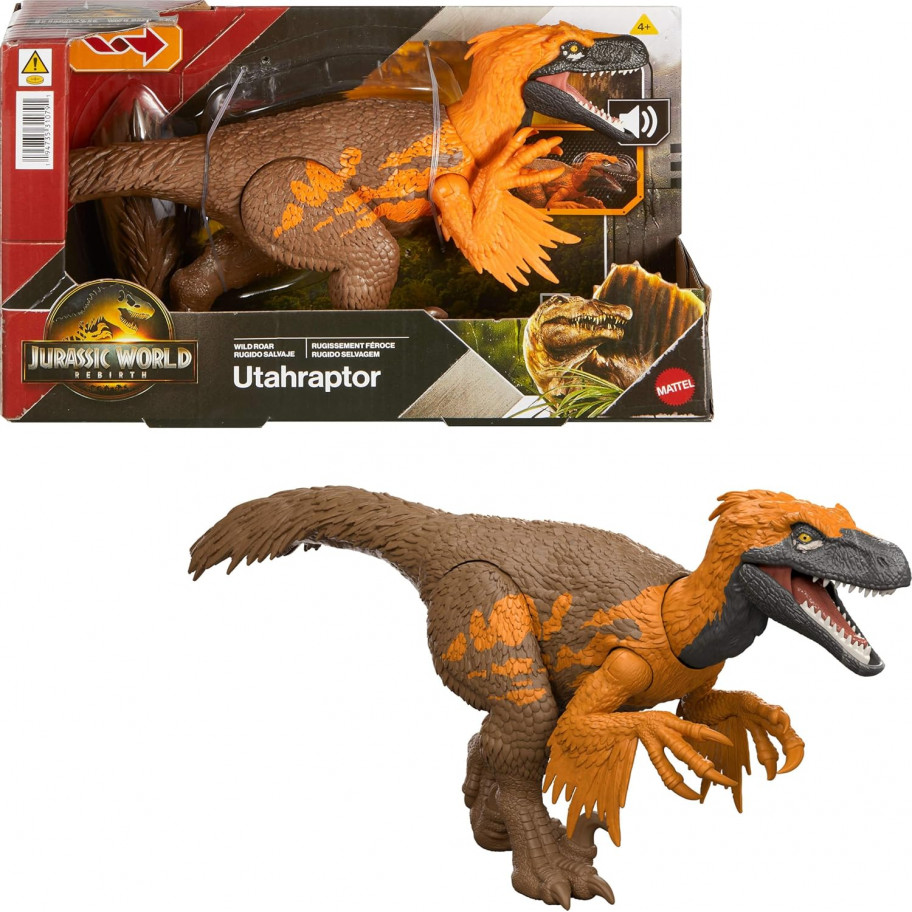 Динозавр Ютараптор зі звуком Jurassic World Rebirth Wild Roar Utahraptor Mattel JGC80