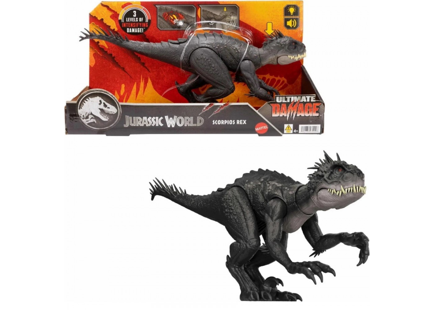 Динозавр Скорпіос Рекс звуки Світ Юрського Періоду Jurassic World Ultimate Damage Scorpios Rex Mattel JCG25
