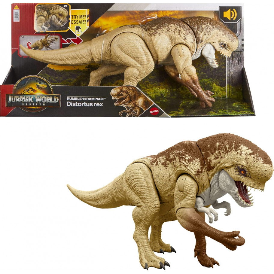 Фигурка Динозавр Дистортус Рекс Со Звуком Jurassic World Rebirth Distortus Rex Mattel JGB58