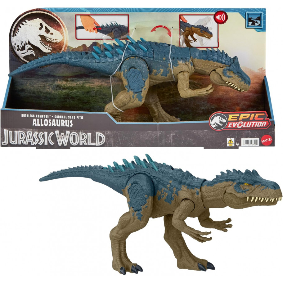 Фигурка Динозавр Аллозавр со звуком 43 см Jurassic World Allosaurus Mattel HRX51