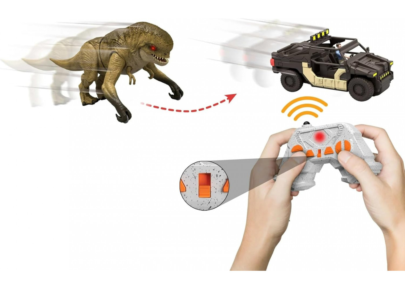 Динозавр Дистортус Рекс Гонитва та Атака на Пульті Jurassic World Distortus Rex Track'N Chomp Mattel JGB65