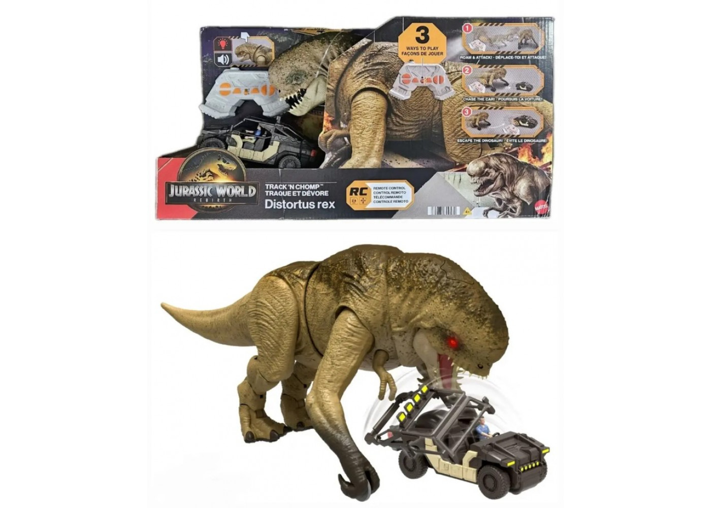 Динозавр Дистортус Рекс Гонитва та Атака на Пульті Jurassic World Distortus Rex Track'N Chomp Mattel JGB65
