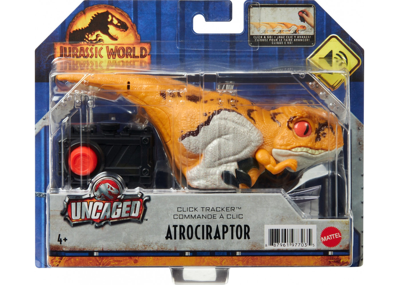 Фигурка Динозавр на пульте Атроцираптор Тигр Jurassic World Atrociraptor Tiger Click Tracker Mattel HBD53