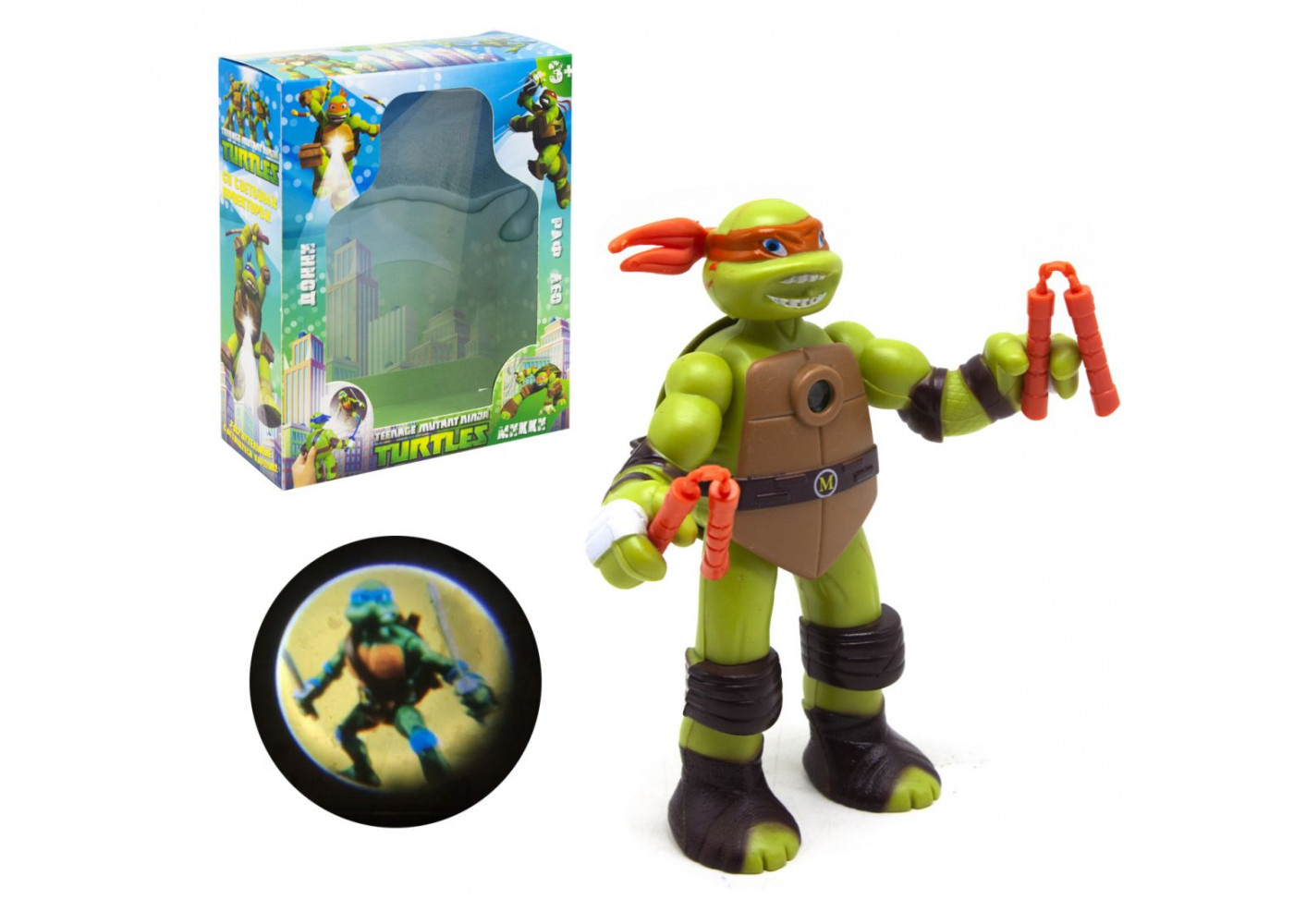 Фигурка Микеланджело Черепашки-ниндзя с боевым оружием 14.5 см Michelangelo Ninja Turtles Haowan 810005-4