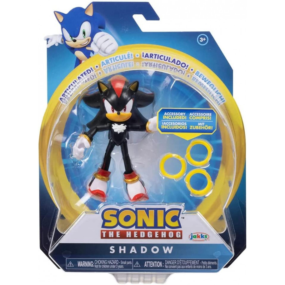 Фігурка Їжачок Сонік Шедоу з Кільцями Sonic the Hedgehog Shadow with Rings Jakks 41238