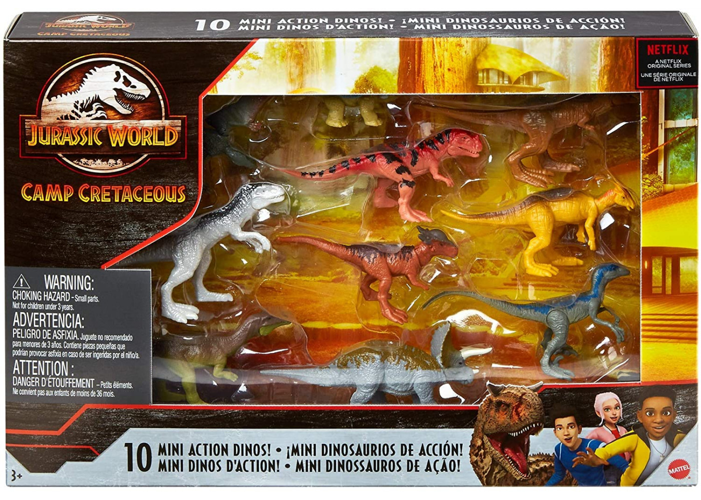 Мини Фигурки Динозавров 10 шт для поедания Индоминус Рекс Dinos Mattel GRH71