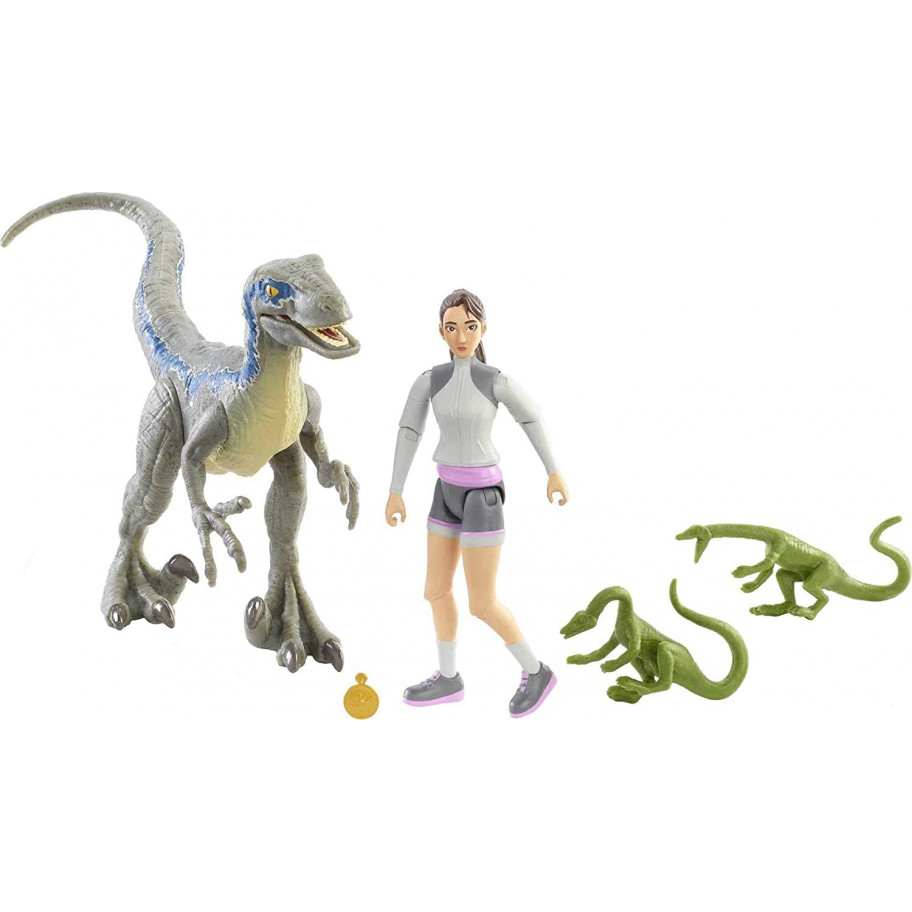 Фигурки Ясмина Яз и Велоцераптор С Малышами Коми Jurassic World Yasmina Yaz & Velociraptor Mattel HBY64