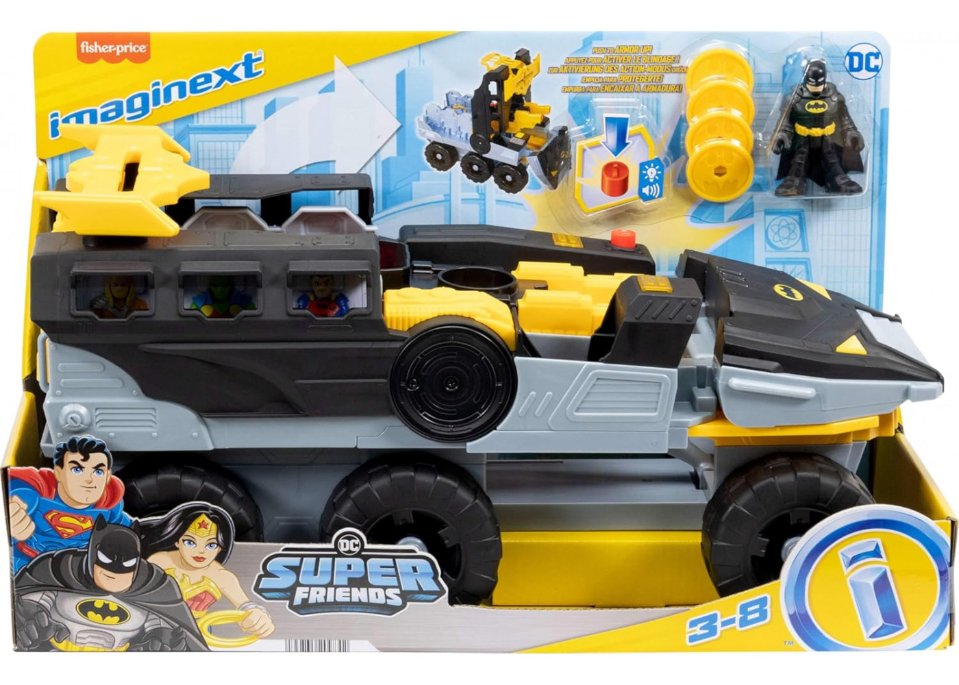 Бетмобиль 44 см с Фигуркой Бетмена Супер Друзья Свет Звуки DC Batmobile Batman Imaginext Fisher-Price JDD73