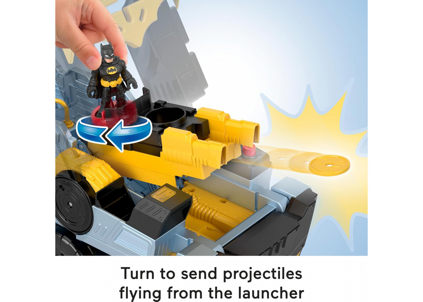 Бетмобиль 44 см с Фигуркой Бетмена Супер Друзья Свет Звуки DC Batmobile Batman Imaginext Fisher-Price JDD73