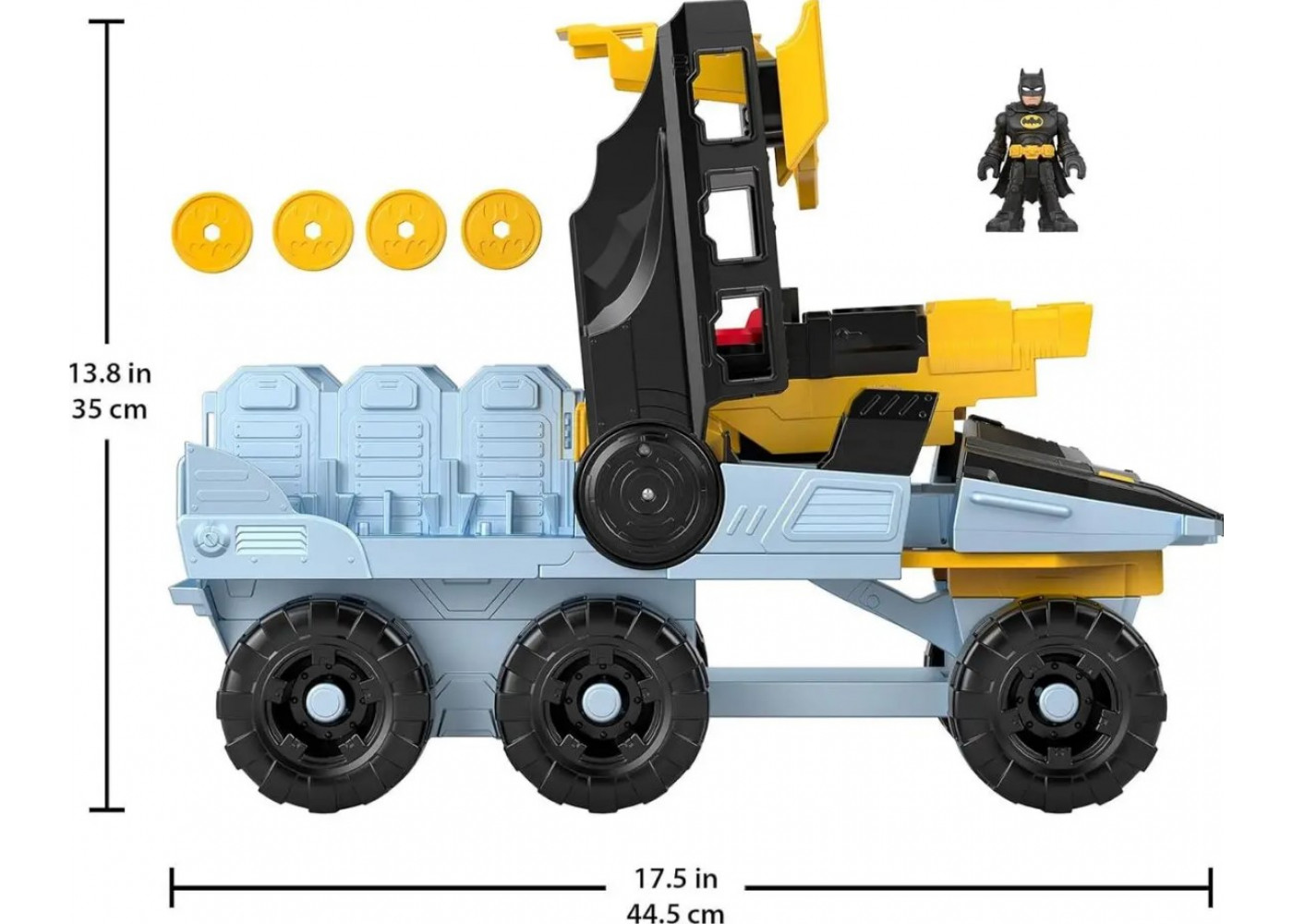 Бетмобиль 44 см с Фигуркой Бетмена Супер Друзья Свет Звуки DC Batmobile Batman Imaginext Fisher-Price JDD73