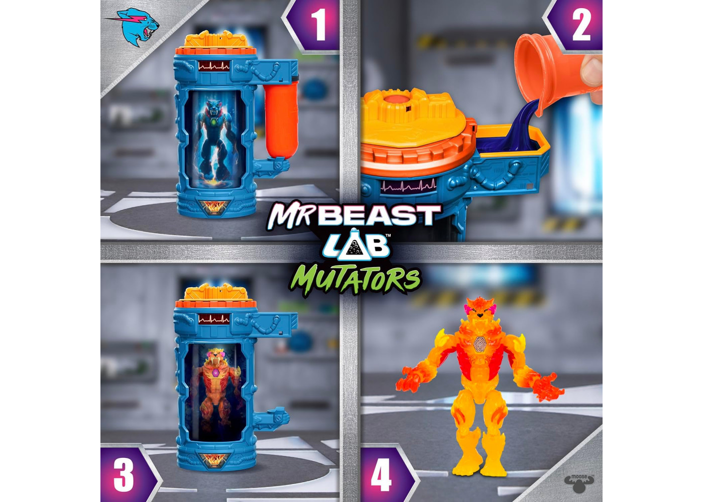 Фигурка Пантера Лаборатория Превращения Мистера Биста MrBeast Lab Mutators Fire Panther Moose Toys 25009