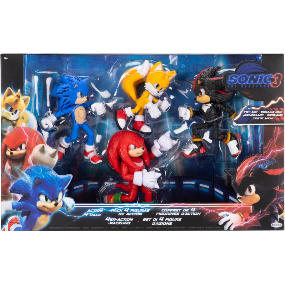Набір 4 Фігурки Сонік 3 The Hedgehog Sonic 3 Movie Action Figures Knuckles Jakks 424104