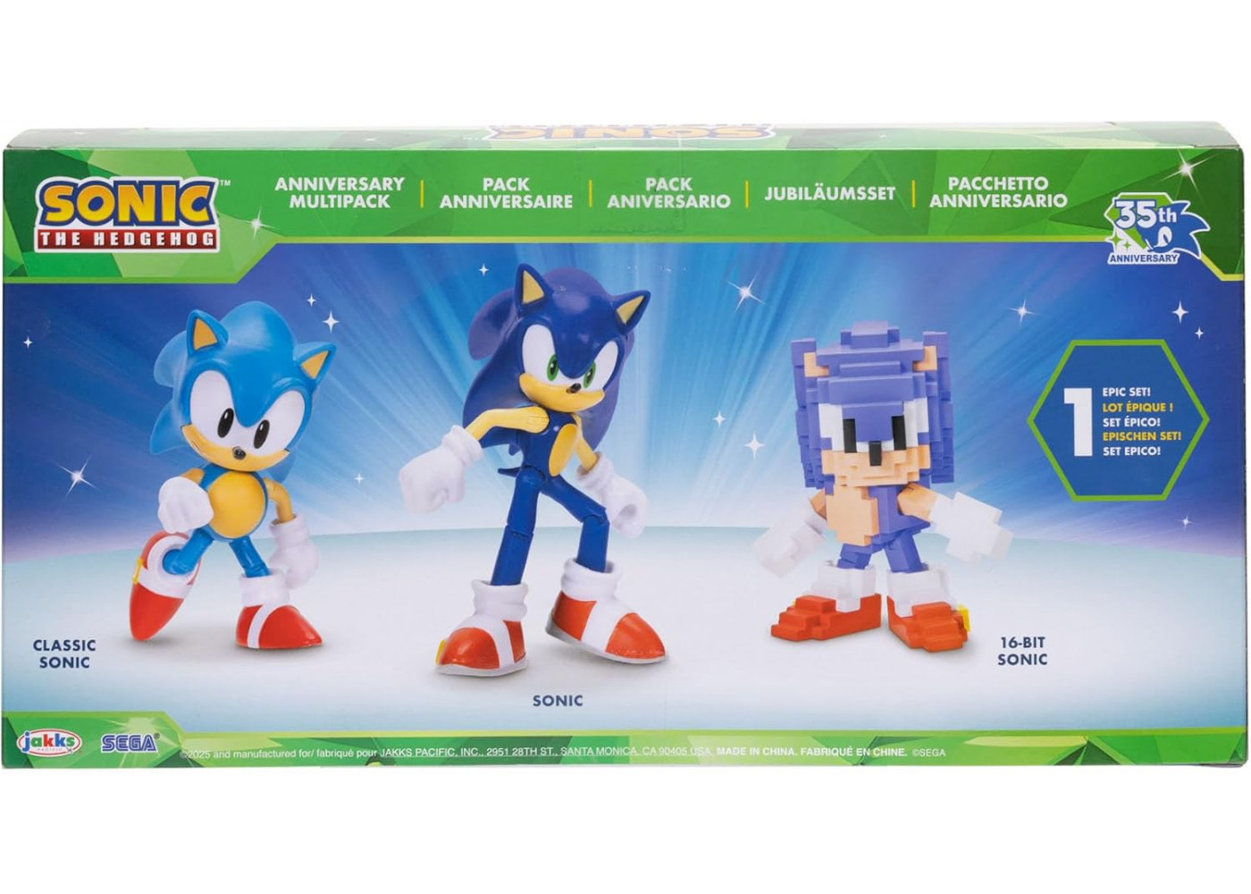 Набір 3 Фігурки Їжачок Сонік Sonic The Hedgehog 35 Aniversario Jakks 43141