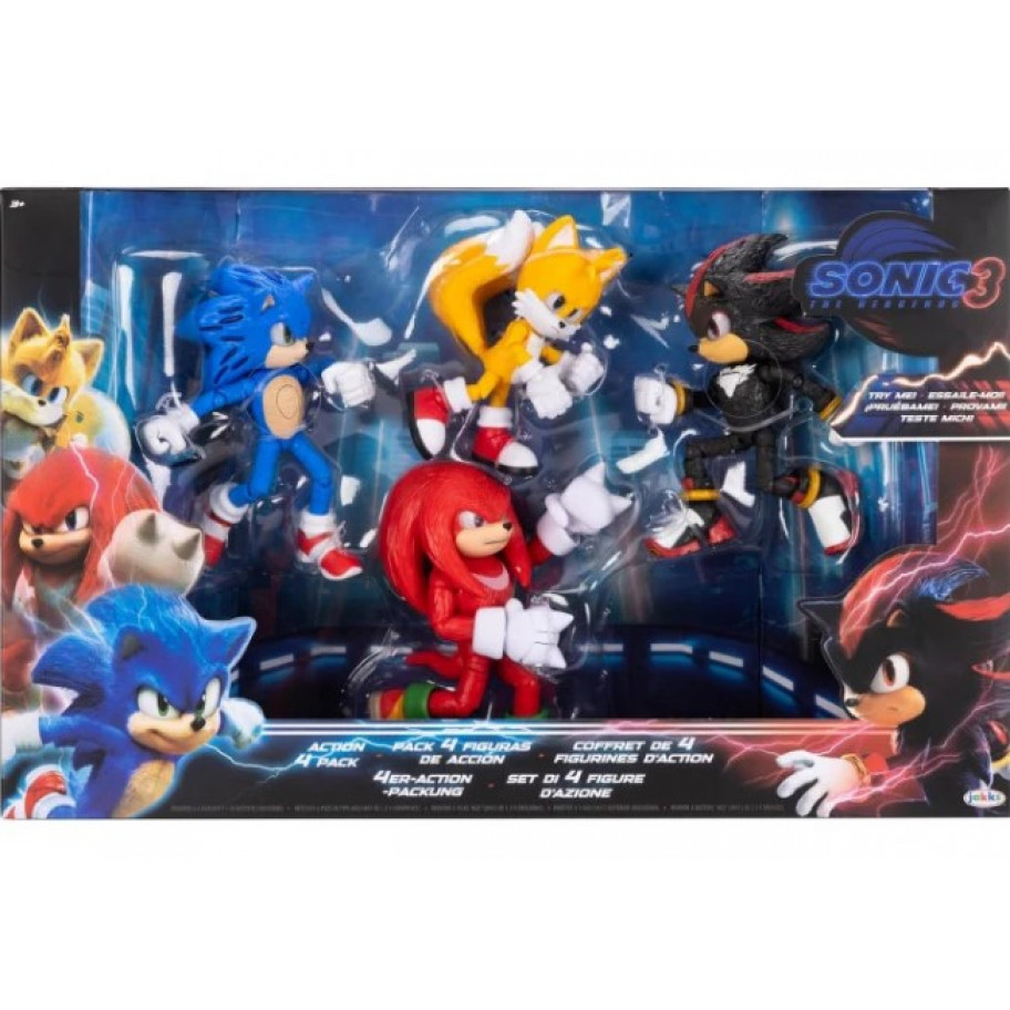 Набор 4 Фигурки Соник 3 (Уценка) The Hedgehog Sonic 3 Movie Action Figures Knuckles Jakks B424104