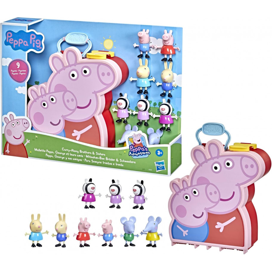 Набір Свинка Пеппа 9 фігурок у Кейсі Peppa Pig Peppa's Adventures Carry-Along Brothers & Sisters Hasbro F2173