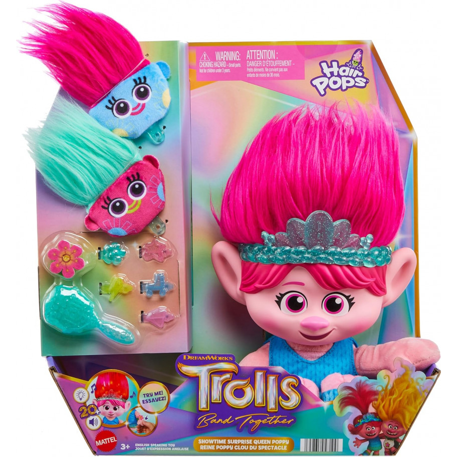 Плюшевая Игрушка Поппи Тролли Говорит и Светится Trolls Queen Poppy Mattel HGB26