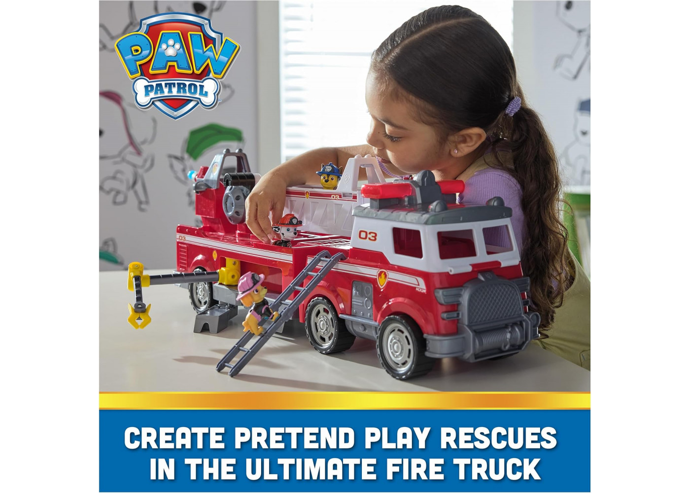 Пожарная машина Щенячий патруль с фигурками Чейза, Маршалла и Скай Paw Patrol Fire Truck Spin Master 6071250