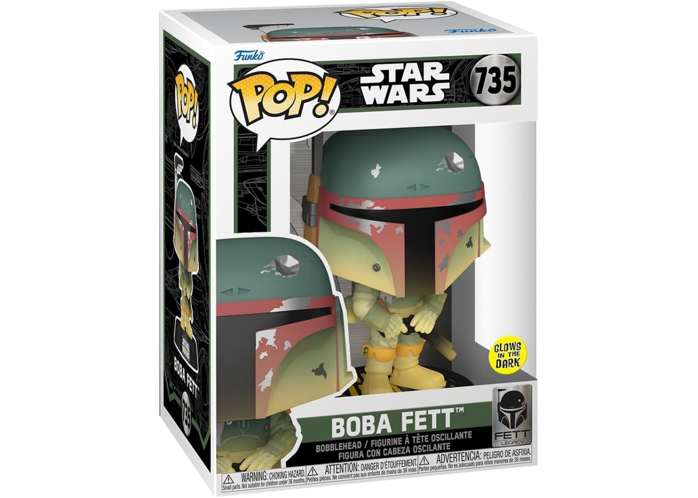 Фігурка Фанко Боба Фетт Зоряні Війни №735 Star Wars Boba Fett Glow in the Dark Funko 82723