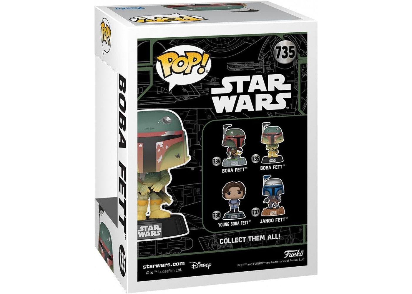 Фігурка Фанко Боба Фетт Зоряні Війни №735 Star Wars Boba Fett Glow in the Dark Funko 82723