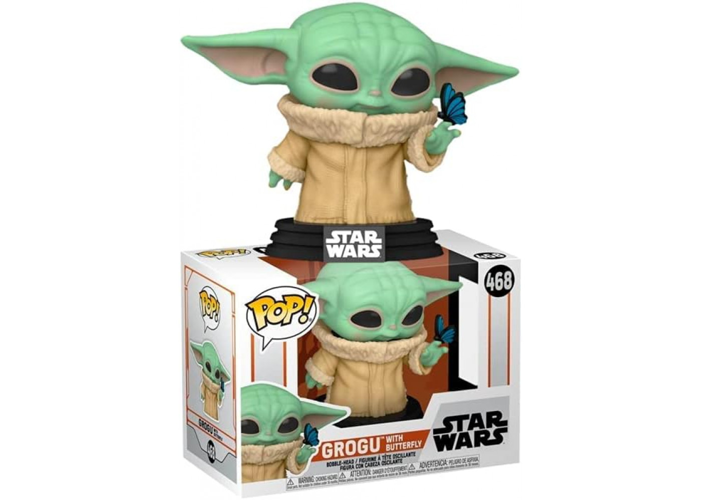 Фігурка Фанко Грогу з Метеликом №468 Star Wars Mandalorian The Child Grogu with Butterfly Funko 54529