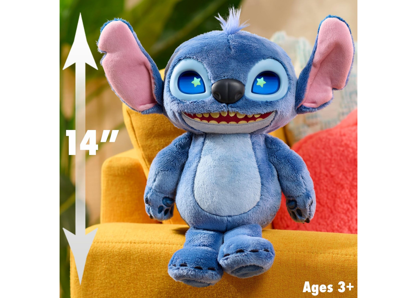 Інтерактивний Плюшевий Стіч 35 см LCD Очі та 50 Звуків Ліло та Стіч Disney Stitch Many Moods Just Play 11583