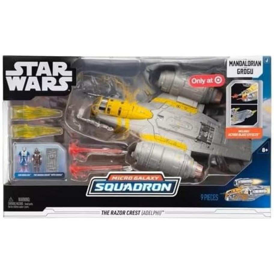 Космічний Корабель 20 см з Мандалорцем та Грогу Star Wars Micro Galaxy Squadron Razor Crest Jazwares J0567