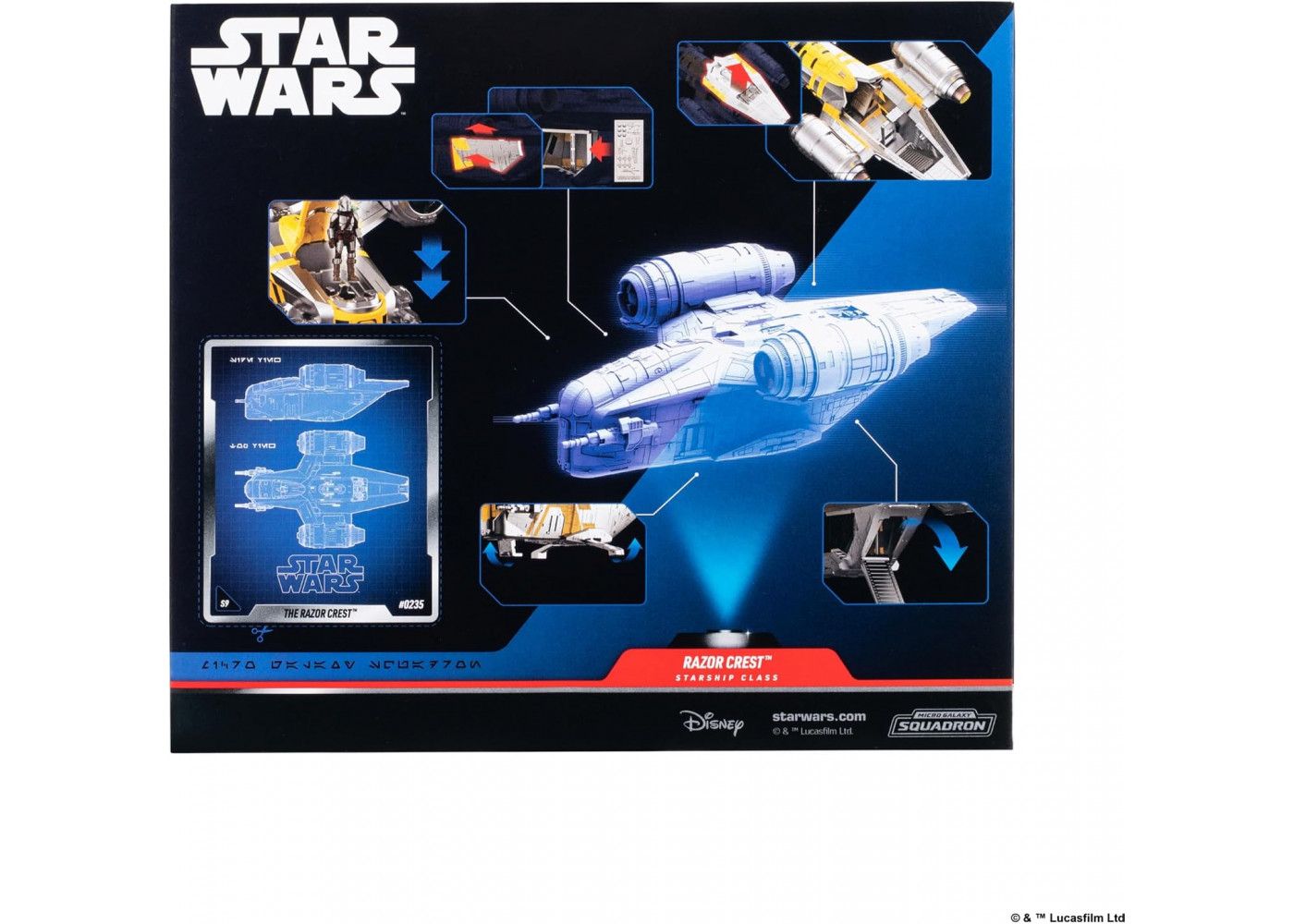 Космический Корабль с Мандалорцем и Грогу Star Wars Micro Galaxy Squadron Razor Crest Jazwares J0543