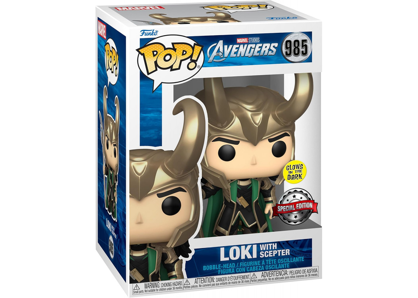 Фігурка Фанко Локі зі Скіпетром №985 Marvel Avengers Loki with Scepter Glow in The Dark Special Edition Funko 62706